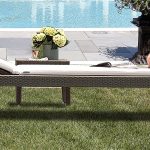 Loom Crafts Outdoor Garden Furniture A chaise lounge in front of a pool.