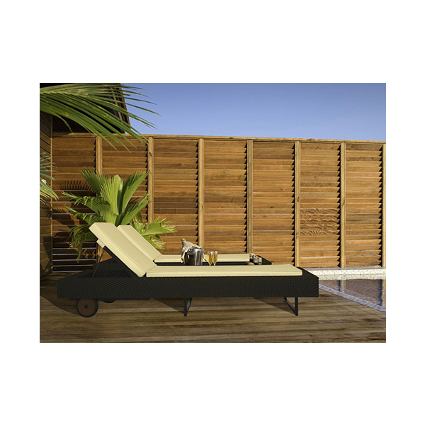 Loom Crafts Outdoor Garden Furniture A SUNLOUNGER WITH CUSHION (LCOC/206/001) on a wooden deck.