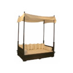 Loom Crafts Outdoor Garden Furniture A DAY BED WITH BACK & SIDE WITH CUSHIONS (LCOC/256/001) with a canopy and pillows.