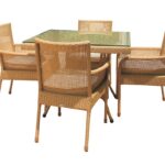 Loom Crafts Outdoor Garden Furniture A rattan dining set with four chairs and a DINING TABLE WITH GLASS TOP (LCOD/165/002).