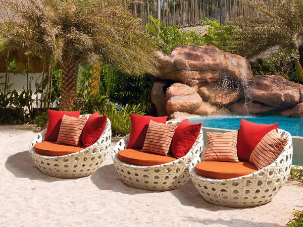Loom Crafts Outdoor Garden Furniture Three DOUBLE SEATER SOFA WITH CUSHION (LCOL/186/001) on the beach.