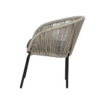 Loom Crafts Outdoor Garden Furniture An OUTDOOR DINING ARM CHAIR with black legs.