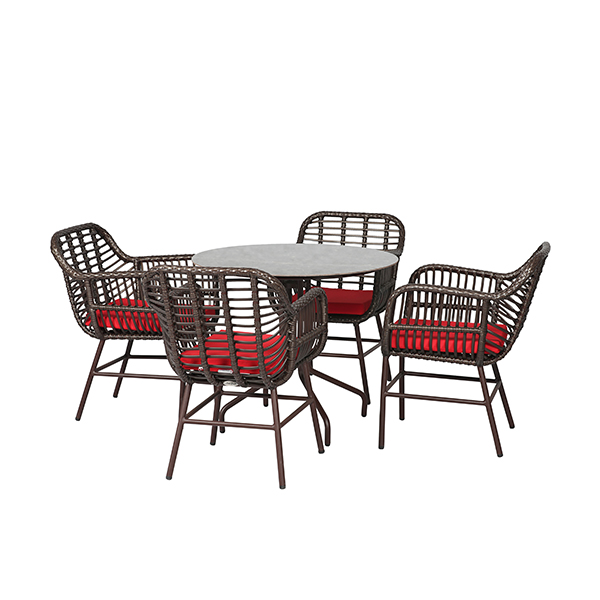 Loom Crafts Outdoor Garden Furniture An OUTDOOR DINING CHAIR WITH CUSHION (LCO/074/001) with red cushions.
