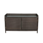 Loom Crafts Outdoor Garden Furniture A brown SERVICE SIDE BOARD WITH GLASS TOP (LCO/080/001) with glass doors.
