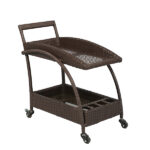 Loom Crafts Outdoor Garden Furniture A brown wicker SERVICE TROLLEY (LCO/083/001) on wheels.