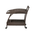 Loom Crafts Outdoor Garden Furniture A brown wicker SERVICE TROLLEY (LCO/083/001) on wheels.