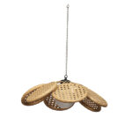 Loom Crafts Outdoor Garden Furniture A rattan OUTDOOR HANGING LIGHTS with a basket on it.