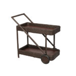 Loom Crafts Outdoor Garden Furniture A brown wicker SERVICE TROLLEY (LCO/082/001) with wheels.
