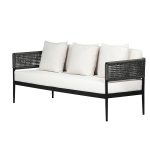 Loom Crafts Outdoor Garden Furniture A THREE SEATER SOFA LCO/089/005 with white cushions on a white background.