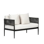 Loom Crafts Outdoor Garden Furniture A black and white DOUBLE SEATER SOFA LCO/089/004 on a white background.