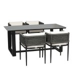 Loom Crafts Outdoor Garden Furniture A wicker DINING TABLE WITH HPL TOP LCO/089/002 set with four chairs and a table.