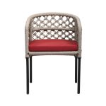 Loom Crafts Outdoor Garden Furniture A DINING ARMCHAIR LCO/086/001 with a red cushion.