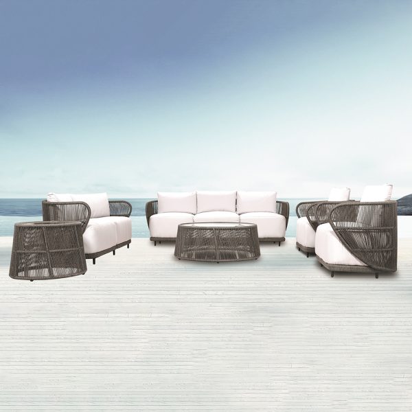 Loom Crafts Outdoor Garden Furniture A COFFEE TABLE WITH HPL TOP LCO/090/008 on a beach.
